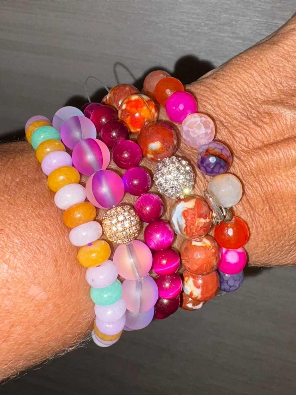 Beautiful Assorted Beaded Stretch Bracelets! All 5! All Brand New, Never Worn!